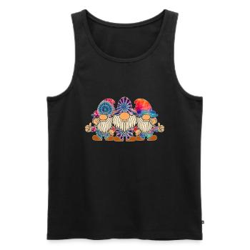 Trois Gnomes Hippies Groovy Bandage Dye Gnomies - Débardeur bio Premium Homme - noir - Devant - Michal (187cm)