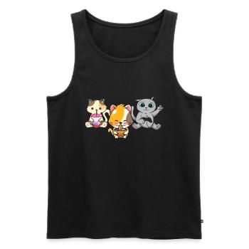 Chat Boba Thé Bubble Tea Gaming Gamer Ramen Anime - Débardeur bio Premium Homme - noir - Devant - Michal (187cm)
