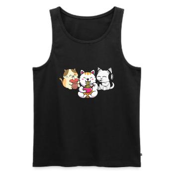 Chat Boba Thé Bubble Tea Gaming Gamer Ramen Anime - Débardeur bio Premium Homme - noir - Devant - Michal (187cm)