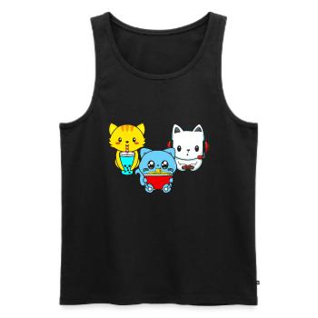 Chat Boba Thé Bubble Tea Gaming Gamer Ramen Anime - Débardeur bio Premium Homme - noir - Devant - Michal (187cm)