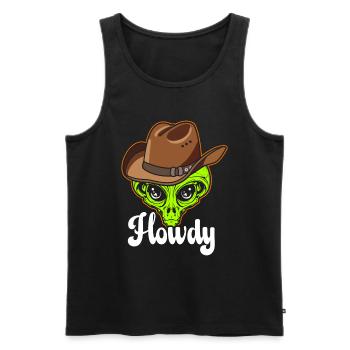 Howdy Alien Cowboy Space UFO Funny Western Rodeo - Männer Premium Bio Tank Top - Schwarz - Vorne - Michal (187cm)