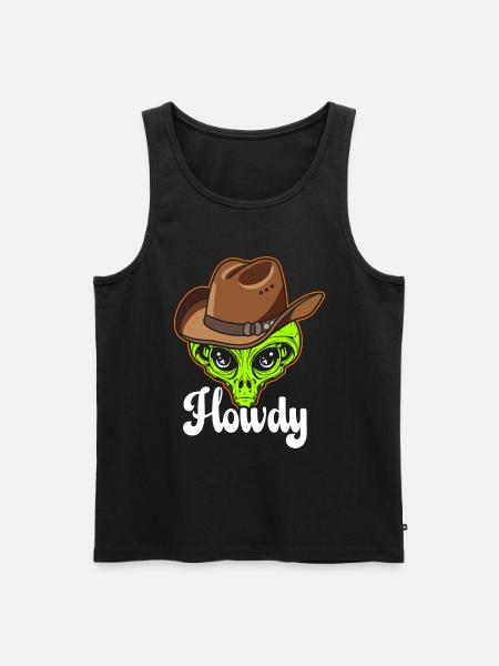 Howdy Alien Cowboy Space UFO Funny Western Rodeo - Men's Premium Organic Tank Top - black