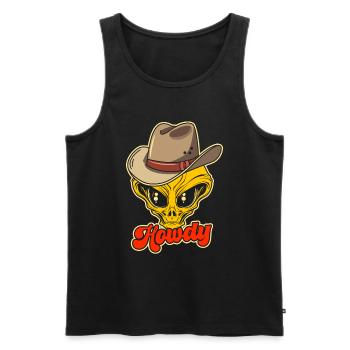 Howdy Alien Cowboy Space UFO Funny Western Rodeo - Männer Premium Bio Tank Top - Schwarz - Vorne - Michal (187cm)