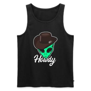 Howdy Alien Cowboy Space UFO Funny Western Rodeo - Männer Premium Bio Tank Top - Schwarz - Vorne - Michal (187cm)