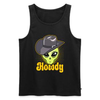 Howdy Alien Cowboy Space UFO Funny Western Rodeo - Männer Premium Bio Tank Top - Schwarz - Vorne - Michal (187cm)