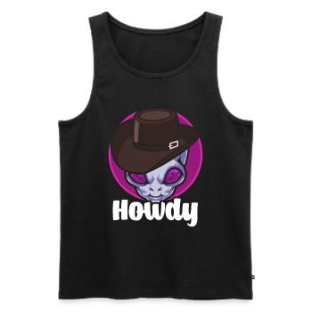 Howdy Alien Cowboy Space UFO Funny Western Rodeo - Männer Premium Bio Tank Top - Schwarz - Vorne - Michal (187cm)