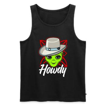 Howdy Alien Cowboy Space UFO Funny Western Rodeo - Männer Premium Bio Tank Top - Schwarz - Vorne - Michal (187cm)