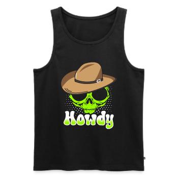 Howdy Alien Cowboy Space UFO Funny Western Rodeo - Männer Premium Bio Tank Top - Schwarz - Vorne - Michal (187cm)