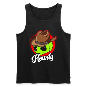 Howdy Alien Cowboy Space UFO Funny Western Rodeo - Männer Premium Bio Tank Top - Schwarz - Vorne - Michal (187cm)