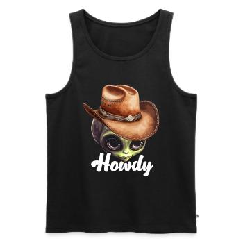 Howdy Alien Cowboy Space UFO Funny Western Rodeo - Männer Premium Bio Tank Top - Schwarz - Vorne - Michal (187cm)