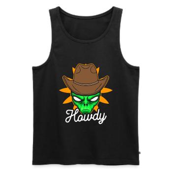 Howdy Alien Cowboy Space UFO Funny Western Rodeo - Männer Premium Bio Tank Top - Schwarz - Vorne - Michal (187cm)