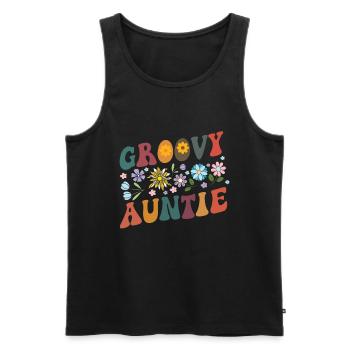 Aunt Retro Groovy Baby Announcement Aunt - Men's Premium Organic Tank Top - black - Front - Michal (187cm)