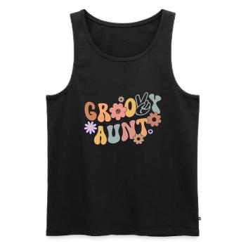Aunt Retro Groovy Baby Announcement Aunt - Men's Premium Organic Tank Top - black - Front - Michal (187cm)