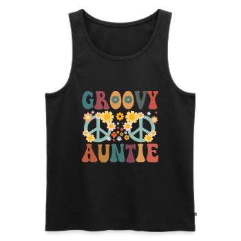 Aunt Retro Groovy Baby Announcement Aunt - Men's Premium Organic Tank Top - black - Front - Michal (187cm)