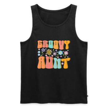 Aunt Retro Groovy Baby Announcement Aunt - Men's Premium Organic Tank Top - black - Front - Michal (187cm)