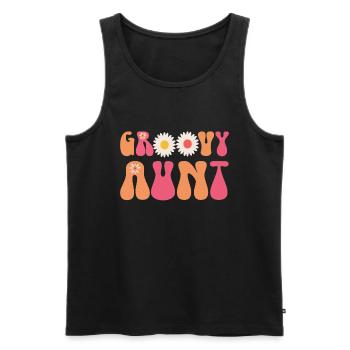 Aunt Retro Groovy Baby Announcement Aunt - Men's Premium Organic Tank Top - black - Front - Michal (187cm)