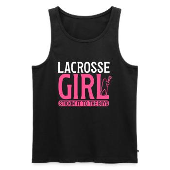 Lacrosse Girl Lax Girl Spieler Frauen - Männer Premium Bio Tank Top - Schwarz - Vorne - AI Model Male 178 light (178cm)