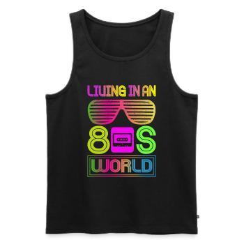 Girl Boy Kids 70s 80s 90s Disco Costume Outfit - Men's Premium Organic Tank Top - black - Front - Michal (187cm)
