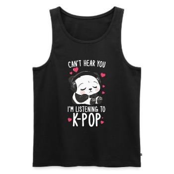 Je ne t’entends pas, j’écoute des produits Kpop - Débardeur bio Premium Homme - noir - Devant - Michal (187cm)