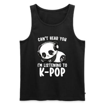 Je ne t’entends pas, j’écoute des produits Kpop - Débardeur bio Premium Homme - noir - Devant - Michal (187cm)