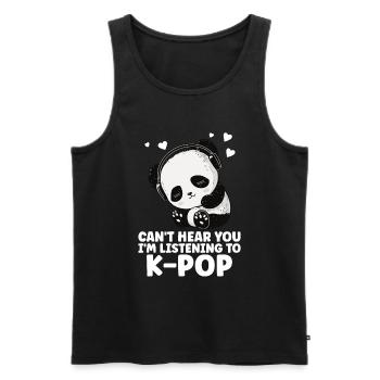 Je ne t’entends pas, j’écoute des produits Kpop - Débardeur bio Premium Homme - noir - Devant - AI Model Male 178 light (178cm)