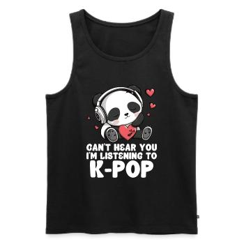 Je ne t’entends pas, j’écoute des produits Kpop - Débardeur bio Premium Homme - noir - Devant - AI Model Male 178 light (178cm)