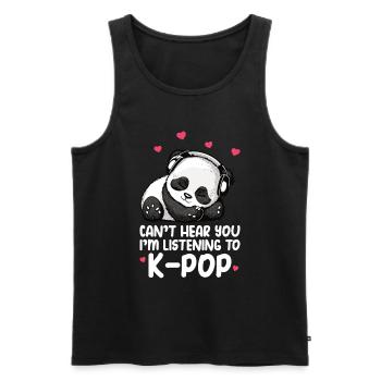 Je ne t’entends pas, j’écoute des produits Kpop - Débardeur bio Premium Homme - noir - Devant - Michal (187cm)
