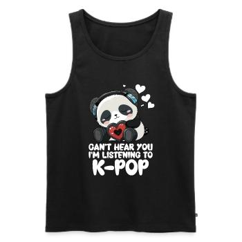 Je ne t’entends pas, j’écoute des produits Kpop - Débardeur bio Premium Homme - noir - Devant - AI Model Male 178 light (178cm)
