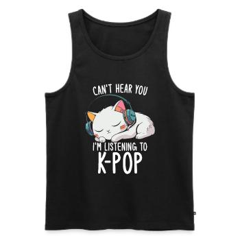 Je ne t’entends pas, j’écoute des produits Kpop - Débardeur bio Premium Homme - noir - Devant - Michal (187cm)