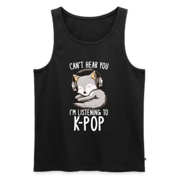 Je ne t’entends pas, j’écoute des produits Kpop - Débardeur bio Premium Homme - noir - Devant - Michal (187cm)