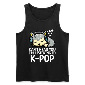 Je ne t’entends pas, j’écoute des produits Kpop - Débardeur bio Premium Homme - noir - Devant - AI Model Male 178 light (178cm)