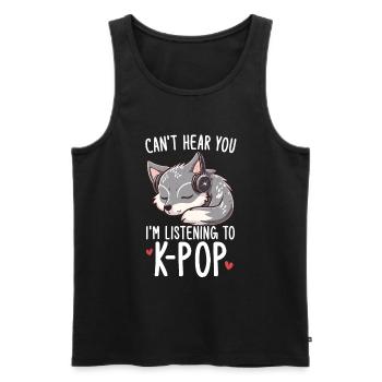 Je ne t’entends pas, j’écoute des produits Kpop - Débardeur bio Premium Homme - noir - Devant - Michal (187cm)