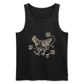 Drôle Devinez quoi ? Cul de poulet ! - Débardeur bio Premium Homme - noir - Devant - Michal (187cm)