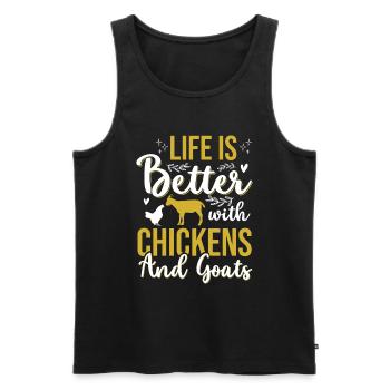 Goats & Chickens Funny Goat Lover - Männer Premium Bio Tank Top - Schwarz - Vorne - Michal (187cm)