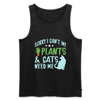 Chats Plantes Plantes De Jardin Amoureux Des Plantes - Débardeur bio Premium Homme - noir - Devant - AI Model Male 178 light (178cm)