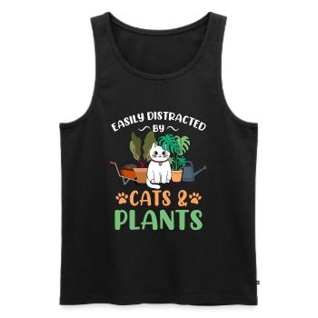 Chats Plantes Plantes De Jardin Amoureux Des Plantes - Débardeur bio Premium Homme - noir - Devant - AI Model Male 178 light (178cm)