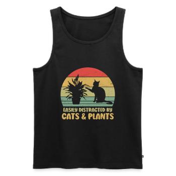 Chats Plantes Plantes De Jardin Amoureux Des Plantes - Débardeur bio Premium Homme - noir - Devant - AI Model Male 178 light (178cm)