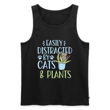 Chats Plantes Plantes De Jardin Amoureux Des Plantes - Débardeur bio Premium Homme - noir - Devant - AI Model Male 178 light (178cm)