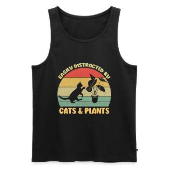 Chats Plantes Plantes De Jardin Amoureux Des Plantes - Débardeur bio Premium Homme - noir - Devant - AI Model Male 178 light (178cm)