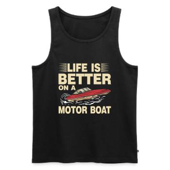 Bateau à moteur - Capitaine Bateau à moteur du lac Boater - Débardeur bio Premium Homme - noir - Devant - Michal (187cm)