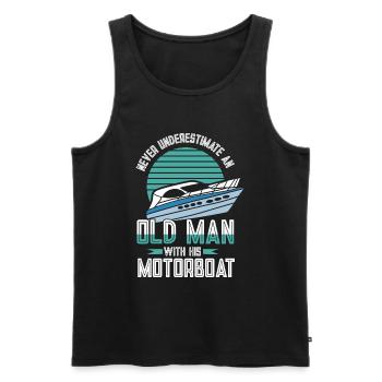 Bateau à moteur - Capitaine Bateau à moteur du lac Boater - Débardeur bio Premium Homme - noir - Devant - Michal (187cm)