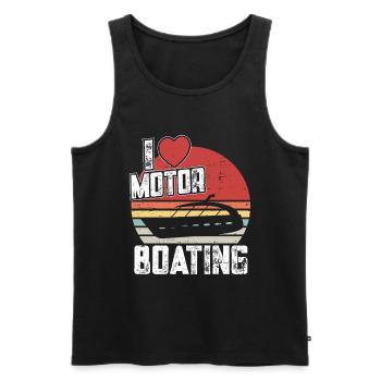 Bateau à moteur - Capitaine Bateau à moteur du lac Boater - Débardeur bio Premium Homme - noir - Devant - Michal (187cm)
