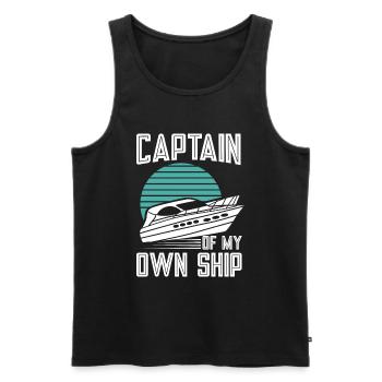Bateau à moteur - Capitaine Bateau à moteur du lac Boater - Débardeur bio Premium Homme - noir - Devant - Michal (187cm)