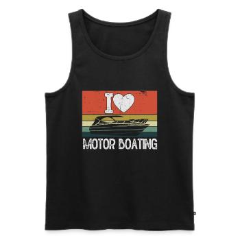 Bateau à moteur - Capitaine Bateau à moteur du lac Boater - Débardeur bio Premium Homme - noir - Devant - Michal (187cm)