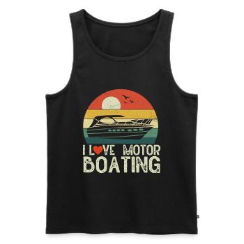 Bateau à moteur - Capitaine Bateau à moteur du lac Boater - Débardeur bio Premium Homme - noir - Devant - Michal (187cm)