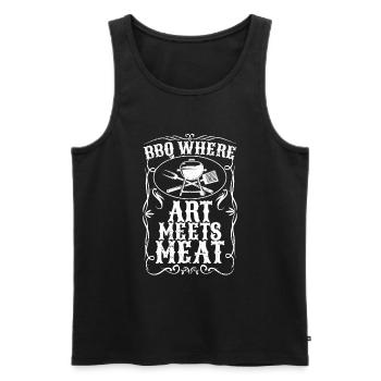BBQ -Raucher Fleisch Grillen Lustiger - Männer Premium Bio Tank Top - Schwarz - Vorne - Michal (187cm)