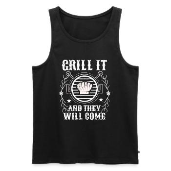 BBQ -Raucher Fleisch Grillen Lustiger - Männer Premium Bio Tank Top - Schwarz - Vorne - Michal (187cm)