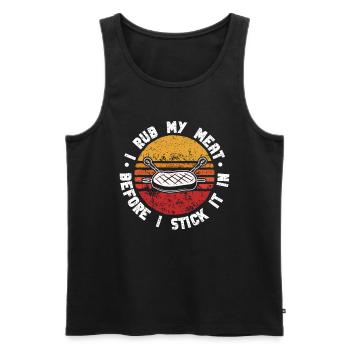 BBQ -Raucher Fleisch Grillen Lustiger - Männer Premium Bio Tank Top - Schwarz - Vorne - Michal (187cm)