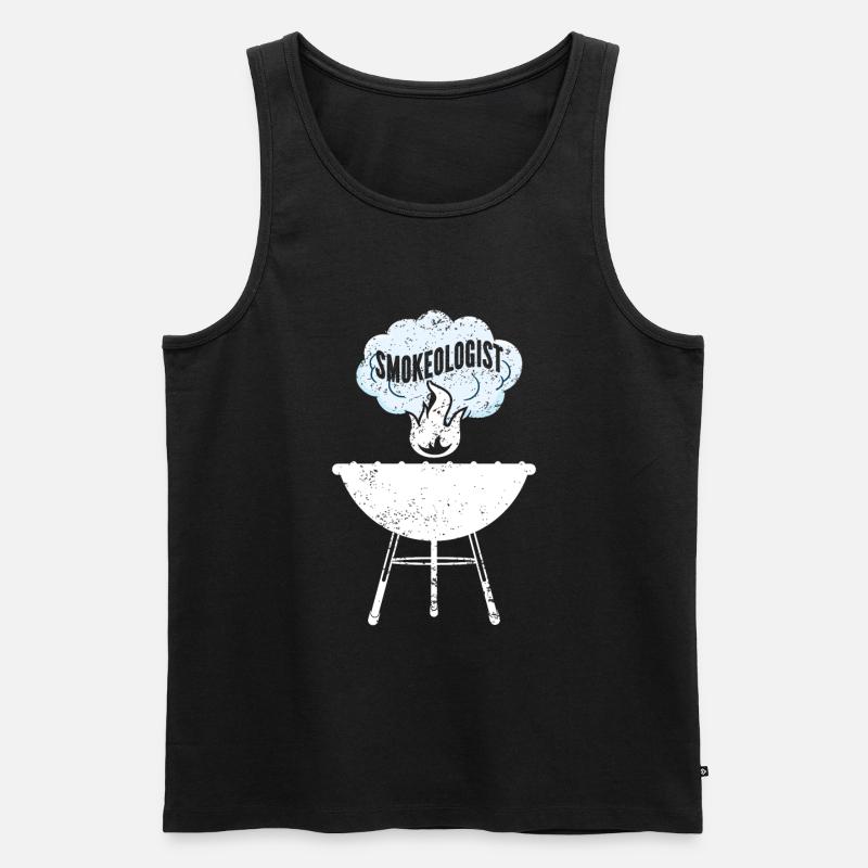 BBQ -Raucher Fleisch Grillen Lustiger - Männer Premium Bio Tank Top - Schwarz