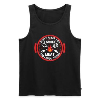 BBQ -Raucher Fleisch Grillen Lustiger - Männer Premium Bio Tank Top - Schwarz - Vorne - Michal (187cm)